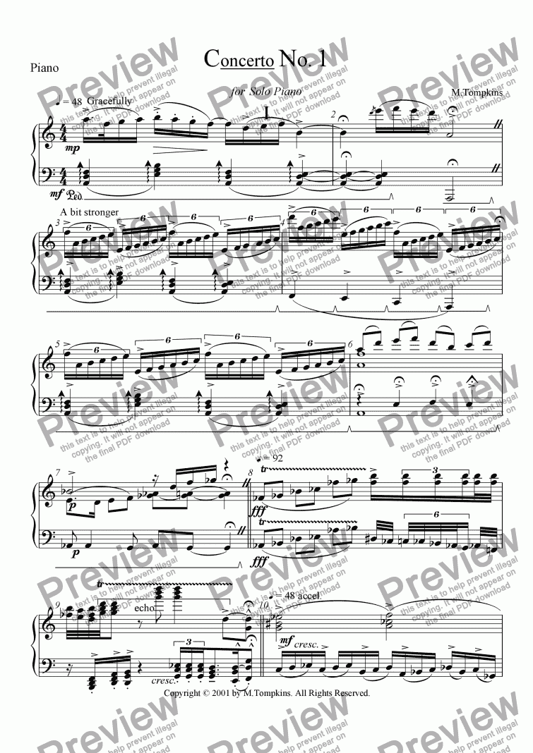 page one of Concerto No. 1 for Piano (Mvmt. 1)