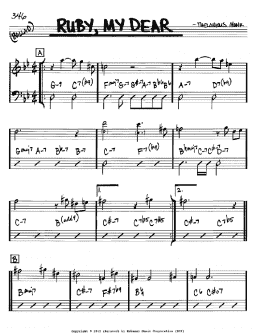page one of Ruby, My Dear (Real Book – Melody & Chords – Bb Instruments)
