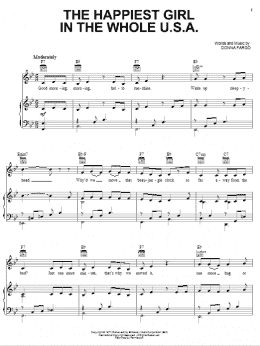 page one of The Happiest Girl In The Whole U.S.A. (Piano, Vocal & Guitar Chords (Right-Hand Melody))