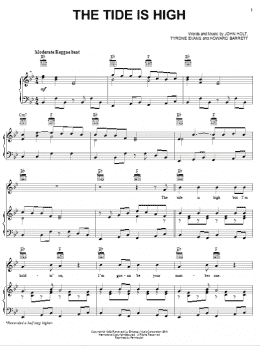 page one of The Tide Is High (Piano, Vocal & Guitar Chords (Right-Hand Melody))
