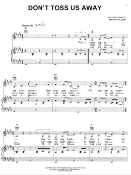 page one of Don't Toss Us Away (Piano, Vocal & Guitar Chords (Right-Hand Melody))