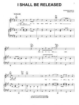 page one of I Shall Be Released (from the musical A Night With Janis Joplin) (Piano, Vocal & Guitar Chords (Right-Hand Melody))