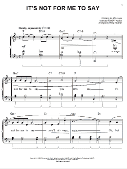 page one of It's Not For Me To Say (arr. Phillip Keveren) (Easy Piano)