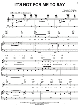 page one of It's Not For Me To Say (Piano, Vocal & Guitar Chords (Right-Hand Melody))