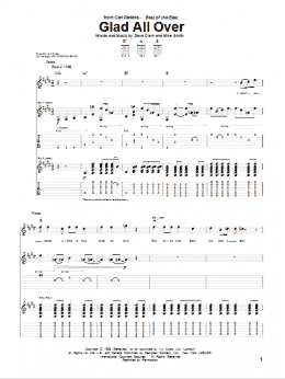 page one of Glad All Over (Guitar Tab)