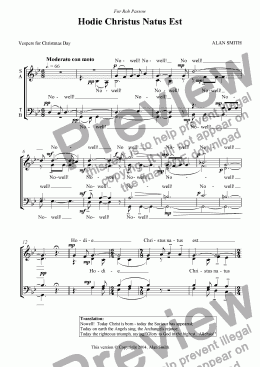 page one of Hodie Christus Natus Est (SATB version)