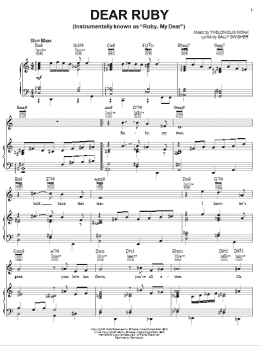 page one of Dear Ruby (Piano, Vocal & Guitar Chords (Right-Hand Melody))