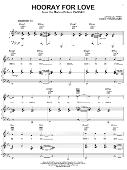 page one of Hooray For Love (Piano, Vocal & Guitar Chords (Right-Hand Melody))