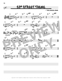 page one of 52nd Street Theme (Real Book – Melody & Chords – C Instruments)