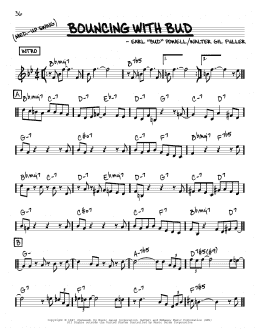 page one of Bouncing With Bud (Real Book – Melody & Chords – C Instruments)