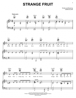 page one of Strange Fruit (Piano, Vocal & Guitar Chords (Right-Hand Melody))