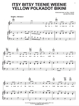 page one of Itsy Bitsy Teenie Weenie Yellow Polkadot Bikini (Piano, Vocal & Guitar Chords (Right-Hand Melody))
