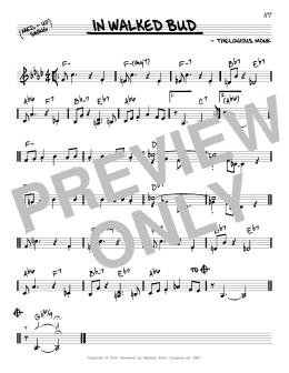 page one of In Walked Bud (Real Book – Melody & Chords – C Instruments)