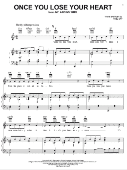 page one of Once You Lose Your Heart (Piano, Vocal & Guitar Chords (Right-Hand Melody))