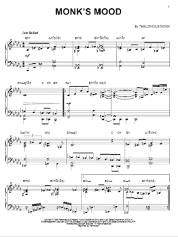 page one of Monk's Mood (arr. Brent Edstrom) (Piano Solo)