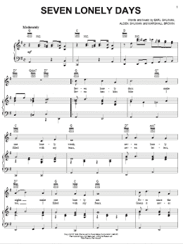 page one of Seven Lonely Days (Piano, Vocal & Guitar Chords (Right-Hand Melody))