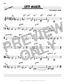 page one of Off Minor (Real Book – Melody & Chords – C Instruments)