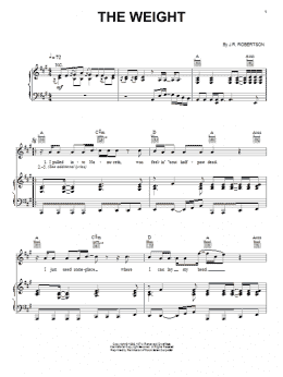 page one of The Weight (Piano, Vocal & Guitar Chords (Right-Hand Melody))