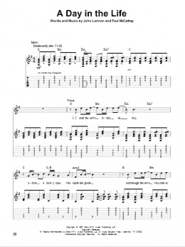 page one of A Day In The Life (Guitar Tab (Single Guitar))