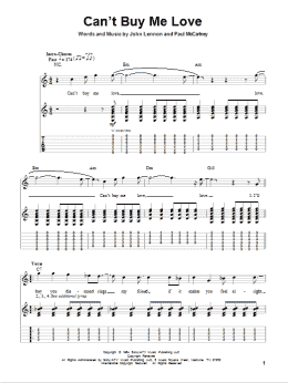 page one of Can't Buy Me Love (Guitar Tab (Single Guitar))