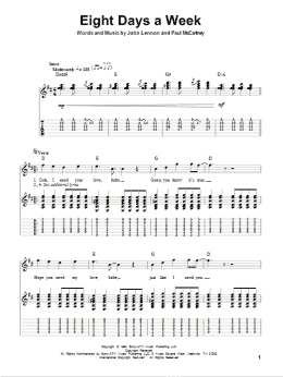 page one of Eight Days A Week (Guitar Tab (Single Guitar))