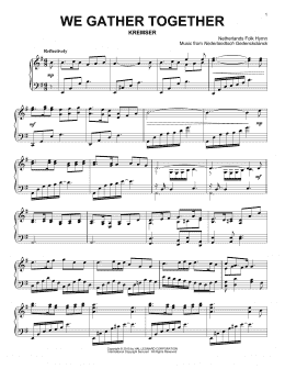 page one of We Gather Together (Piano Solo)