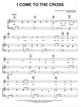 page one of I Come To The Cross (Piano, Vocal & Guitar Chords (Right-Hand Melody))