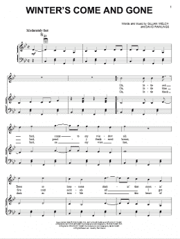 page one of Winter's Come And Gone (Piano, Vocal & Guitar Chords (Right-Hand Melody))