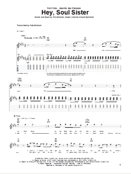 page one of Hey, Soul Sister (Guitar Tab)