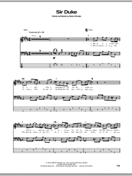 page one of Sir Duke (Bass Guitar Tab)
