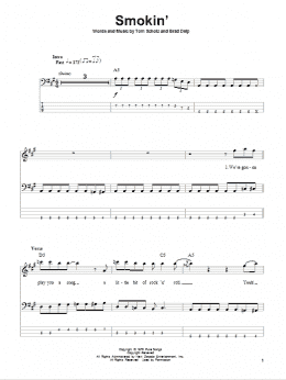 page one of Smokin' (Bass Guitar Tab)