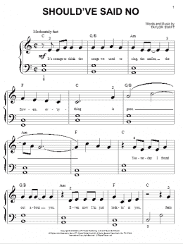 page one of Should've Said No (Big Note Piano)