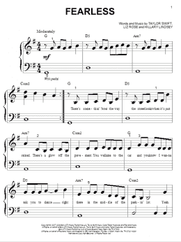 page one of Fearless (Big Note Piano)