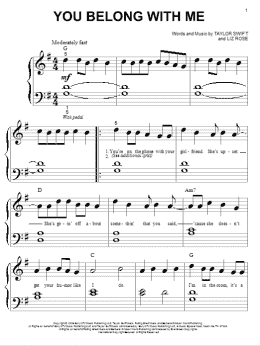 page one of You Belong With Me (Big Note Piano)