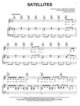 page one of Satellites (Piano, Vocal & Guitar Chords (Right-Hand Melody))