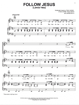 page one of Follow Jesus (Landa Yesu) (Piano, Vocal & Guitar Chords (Right-Hand Melody))