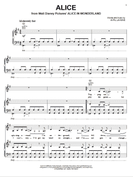 page one of Alice (Piano, Vocal & Guitar Chords (Right-Hand Melody))