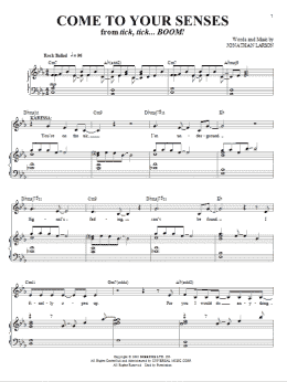 page one of Come To Your Senses (from tick, tick... BOOM!) (Piano, Vocal & Guitar Chords (Right-Hand Melody))