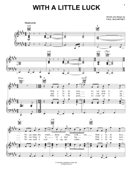 page one of With A Little Luck (Piano, Vocal & Guitar Chords (Right-Hand Melody))