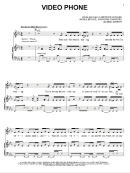 page one of Video Phone (Piano, Vocal & Guitar Chords (Right-Hand Melody))