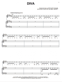 page one of Diva (Piano, Vocal & Guitar Chords (Right-Hand Melody))