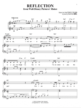page one of Reflection (from Mulan) (Piano, Vocal & Guitar Chords (Right-Hand Melody))