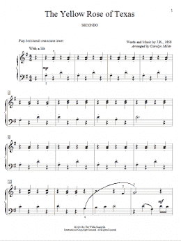 page one of The Yellow Rose Of Texas (Piano Duet)