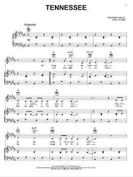 page one of Tennessee (Piano, Vocal & Guitar Chords (Right-Hand Melody))