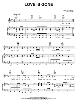page one of Love Is Gone (Piano, Vocal & Guitar Chords (Right-Hand Melody))