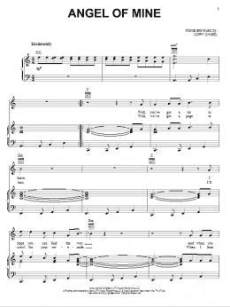 page one of Angel Of Mine (Piano, Vocal & Guitar Chords (Right-Hand Melody))