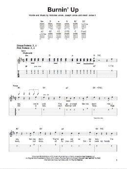 page one of Burnin' Up (Easy Guitar Tab)