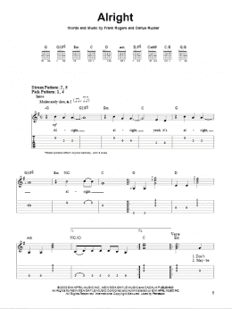 page one of Alright (Easy Guitar Tab)
