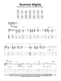 page one of Summer Nights (Easy Guitar Tab)
