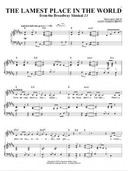 page one of The Lamest Place In The World (from 13: The Musical) (Piano & Vocal)